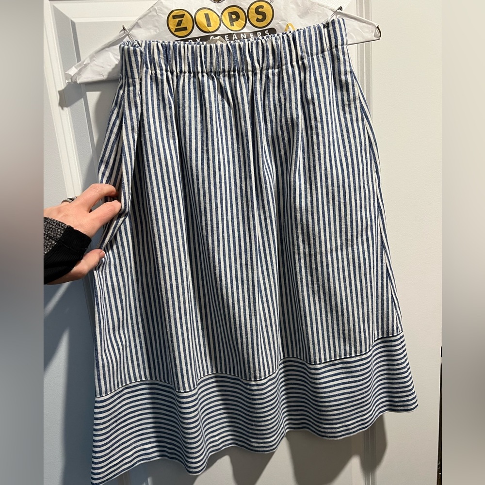 J.Crew Factory linen blend striped skirt. Elastic waist. Pockets. XS